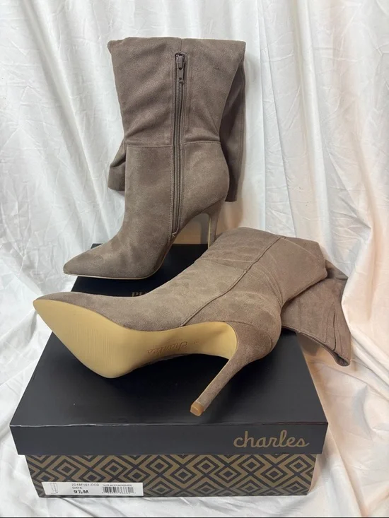 Charles by Charles David Taupe Microsuede Knee Boot (Daya) - Picture 4 of 11